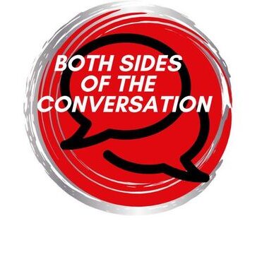 A red button with the words both sides of the conversation in it.